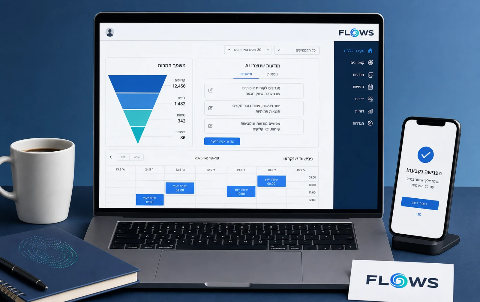Art-directed presentation of the captured Flows interface.