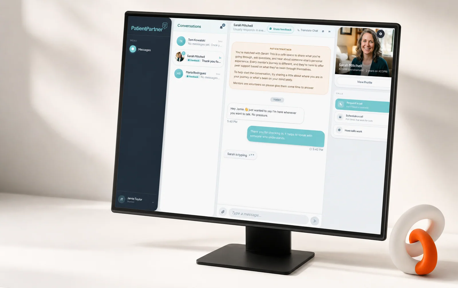 Art-directed presentation of the captured PatientPartner interface.