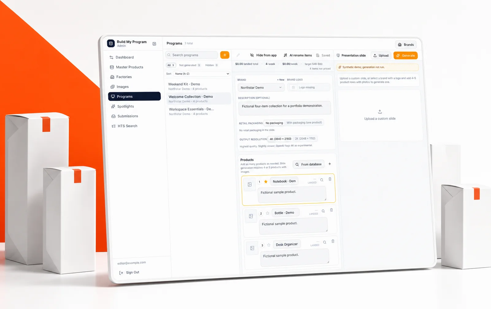Art-directed presentation of the captured Build My Program interface.