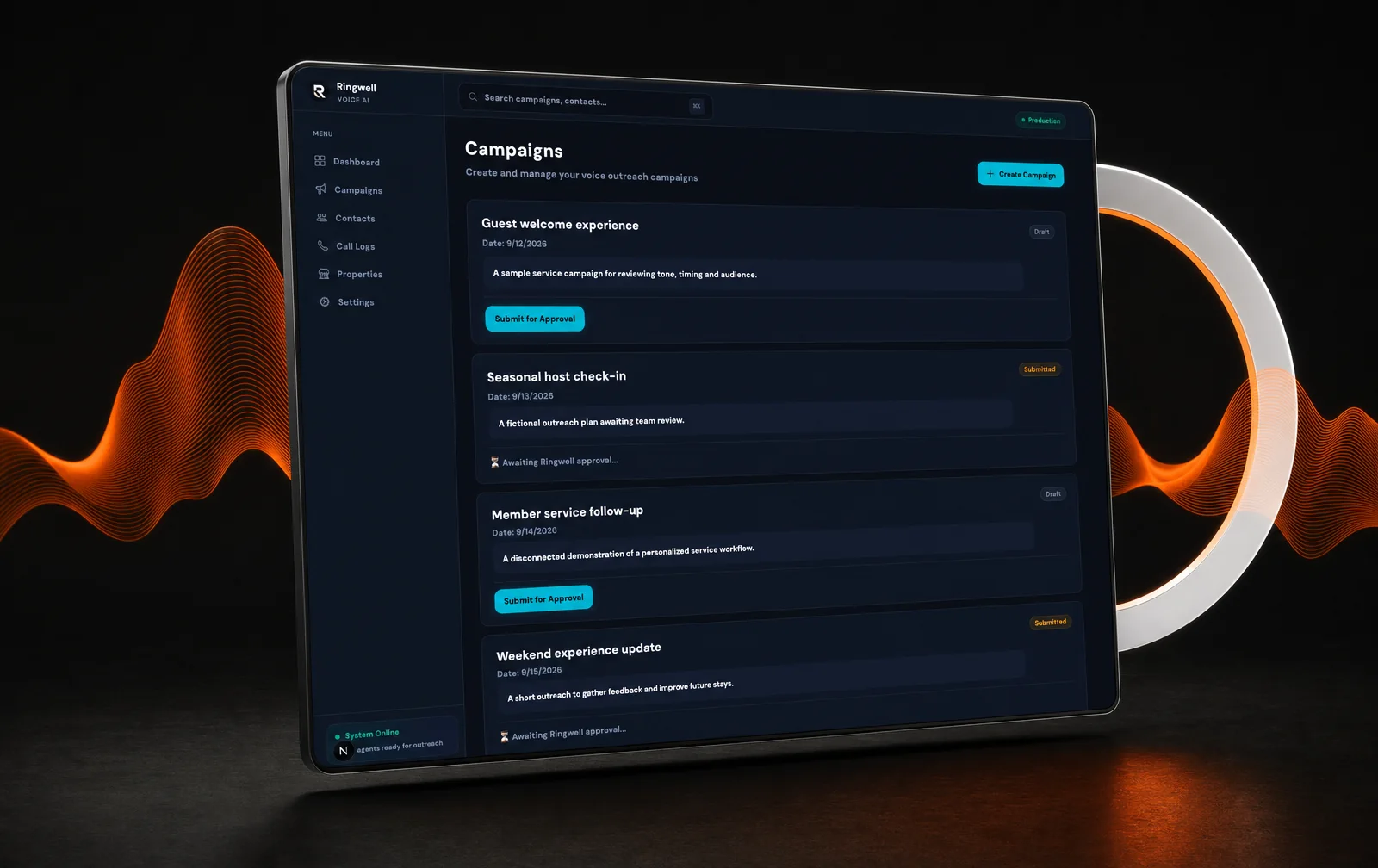 Art-directed presentation of the captured Ringwell interface.