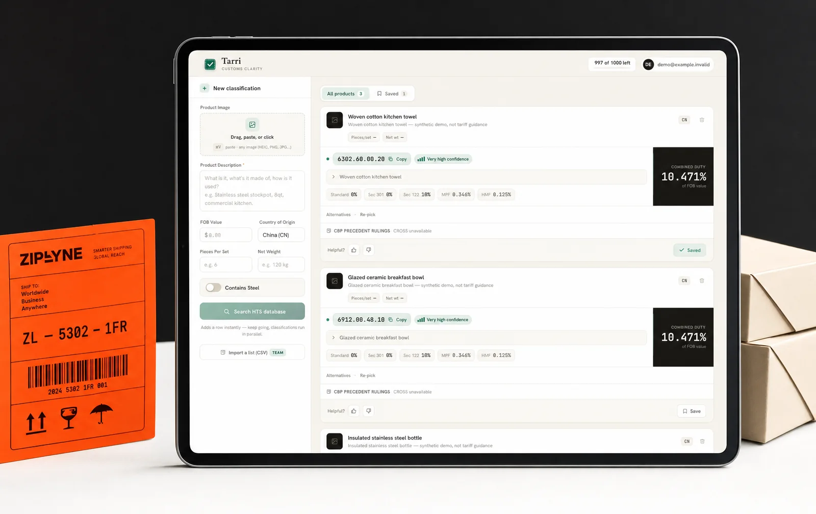 Art-directed presentation of the captured Tarri interface.