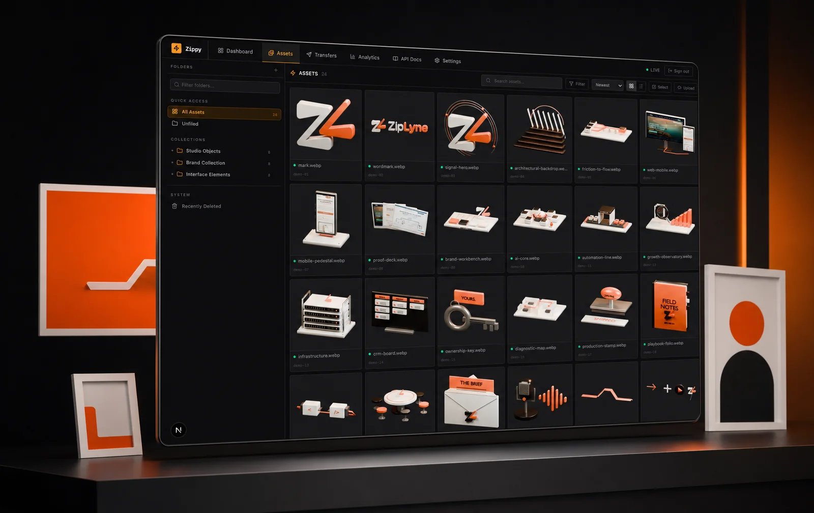 Art-directed presentation of the captured Zippy interface.