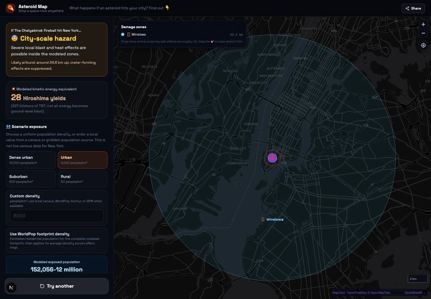 Asteroid Map running locally.