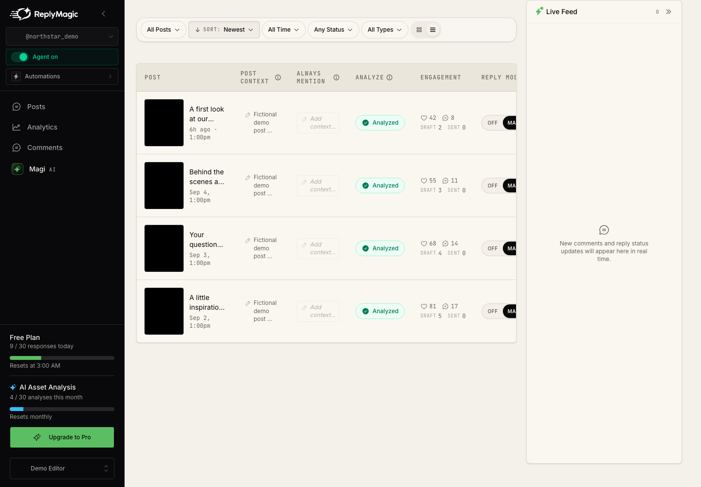 ReplyMagic running locally.