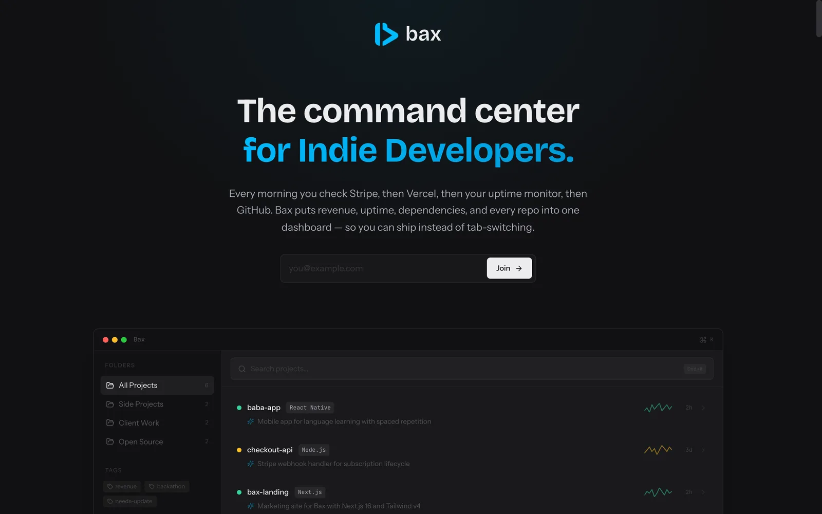 Screenshot of bax.dev